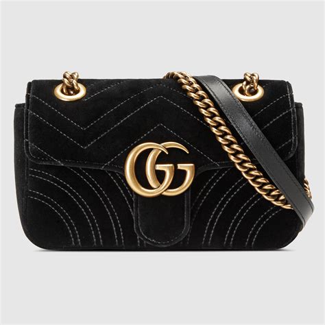 gucci gg marmont velvet small shoulder bag black|authentic Gucci Marmont small bag.